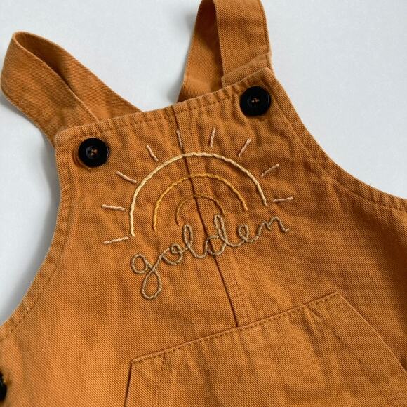 Baby Baby Embroidered Rainbow Golden Shortalls - Mustard Yellow - 3-6M - Picture 2 of 11
